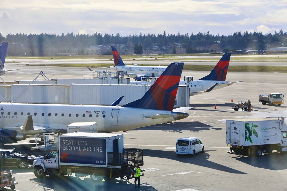 Delta Air Lines Jets Parked at Seattle