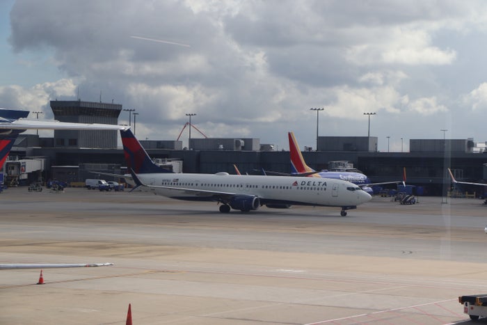 Delta B737 9 taxiing between terminals ATL Delta B737 9 taxiing between terminals ATL