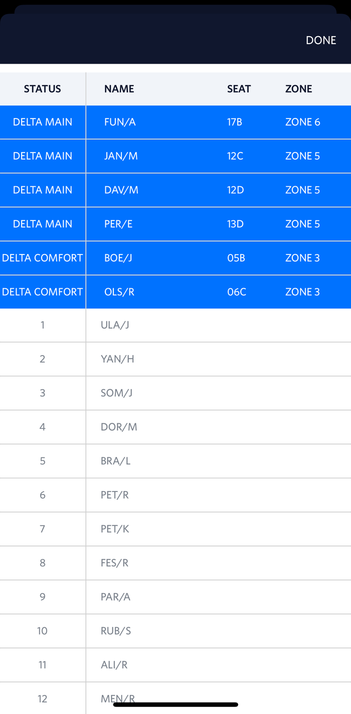 Delta standby cleared names in app Delta standby cleared names in app