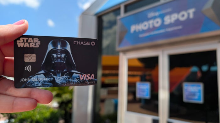 Disney card Disney Plus TV Disney Visa card at EPCOT cardholder photo spot