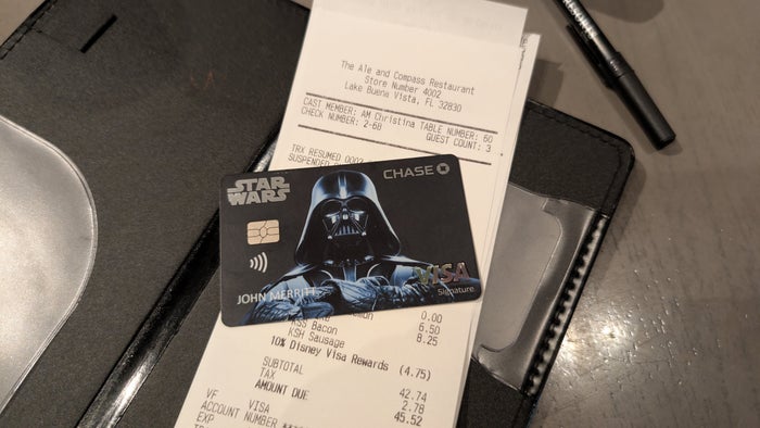 Disney Visa card restaurant bill Disney Visa card restaurant bill
