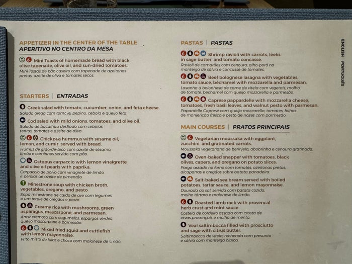 Dreams Madeira Hyatt All Inclusive Sabor menu