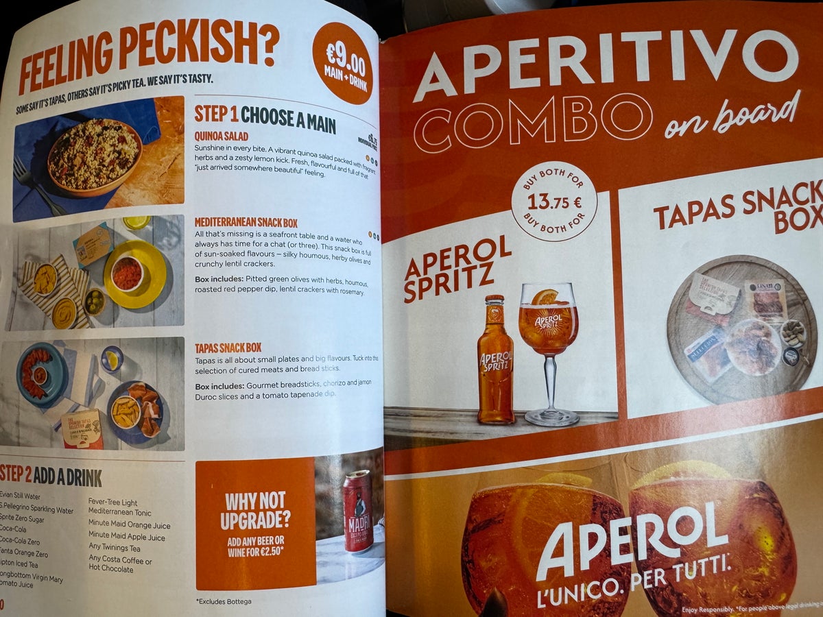 EasyJet shopping magazine combo drinks