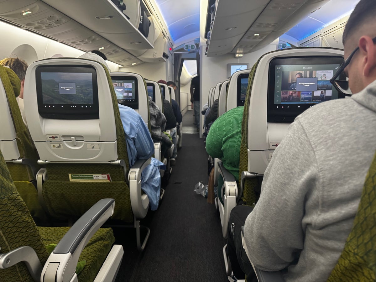 Ethiopian Airlines Boeing 787 9 FCO ADD view up aisle