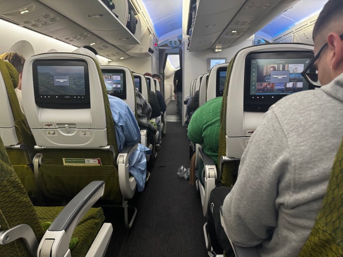 Ethiopian Airlines Boeing 787 9 FCO ADD view up aisle