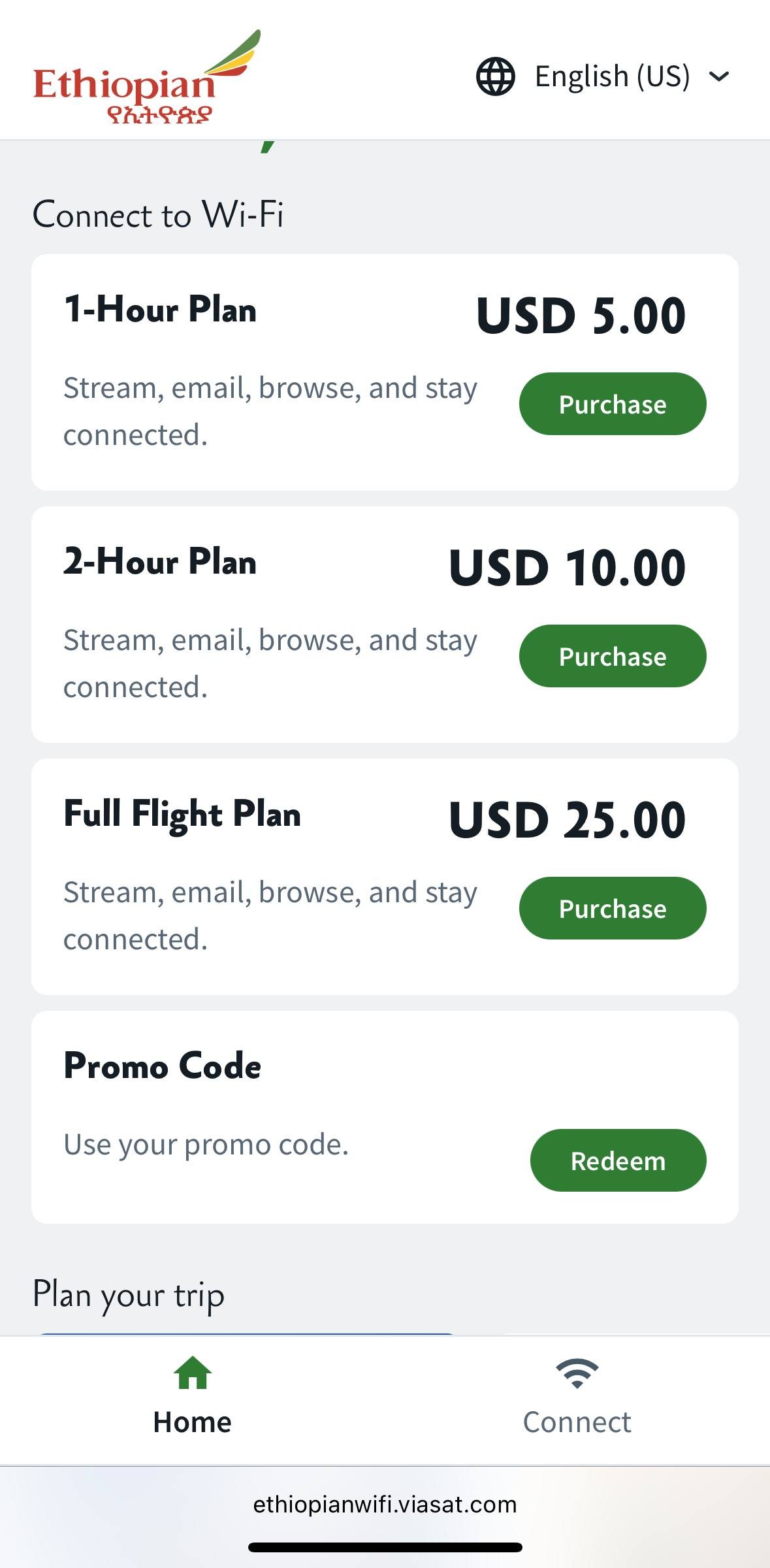 Ethiopian Airlines Boeing 787 9 FCO ADD wifi cost