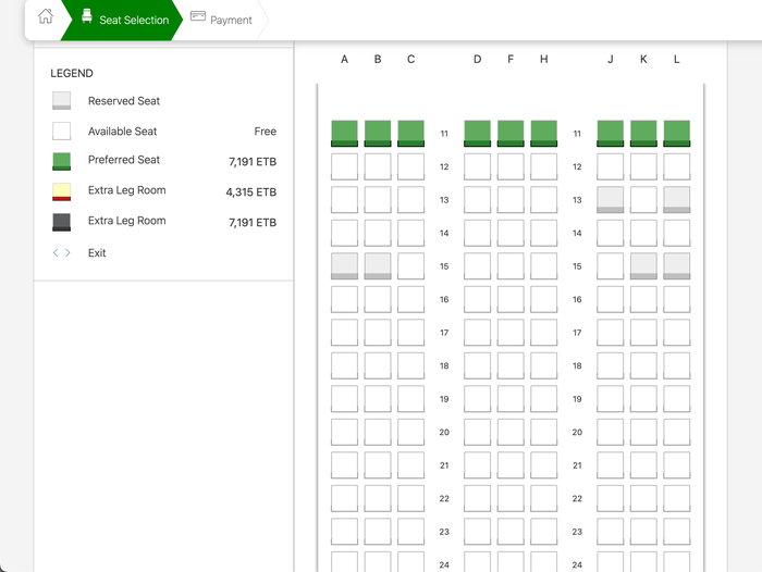 Ethiopian Airlines seat map fees Ethiopian Airlines seat map fees