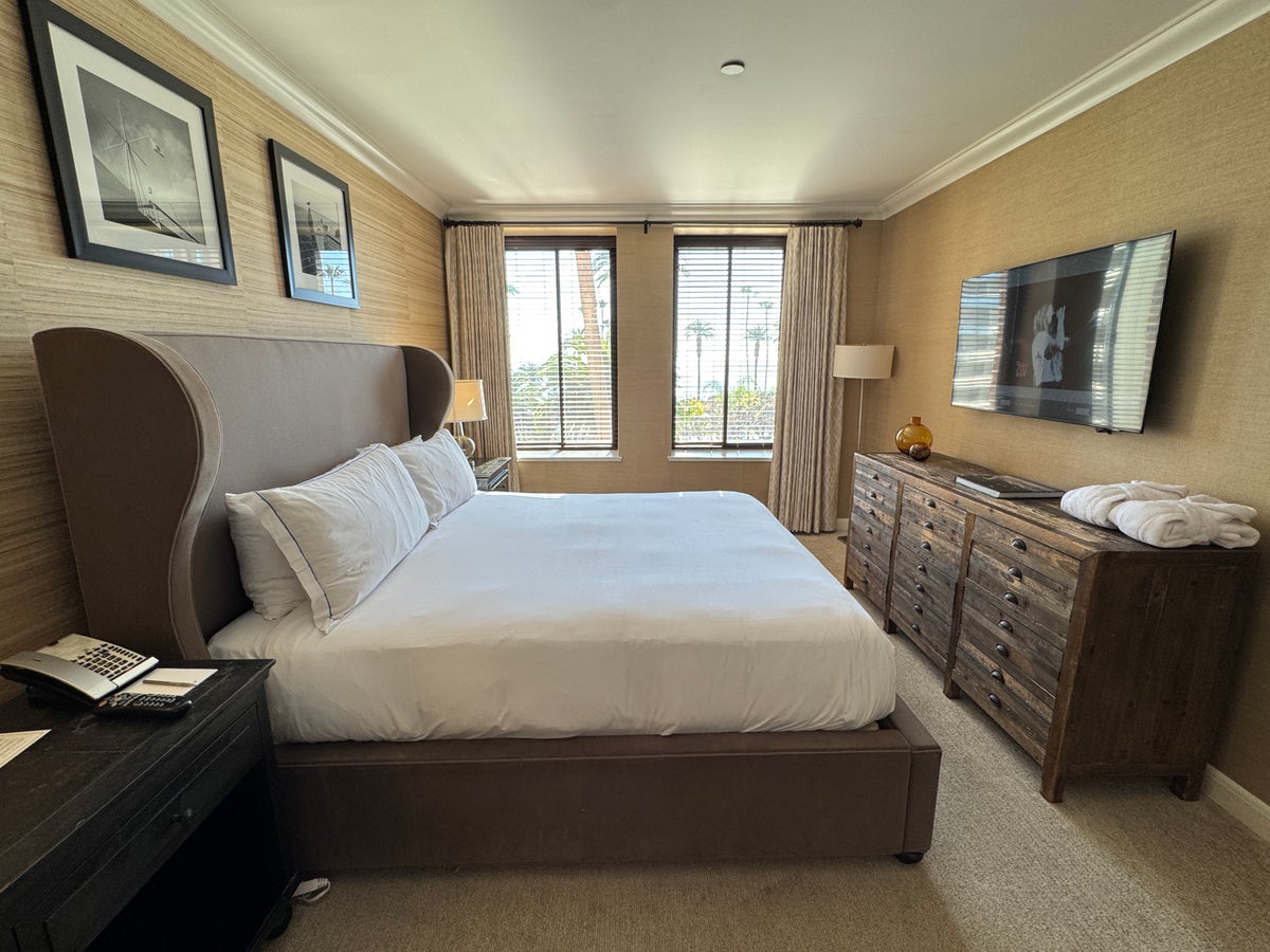 Fairmont Miramar Ocean View Suite bed and view