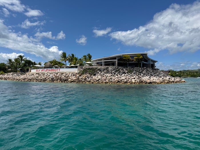 Fiji Marriott Resort Momi Bay Fish Bar view from boat