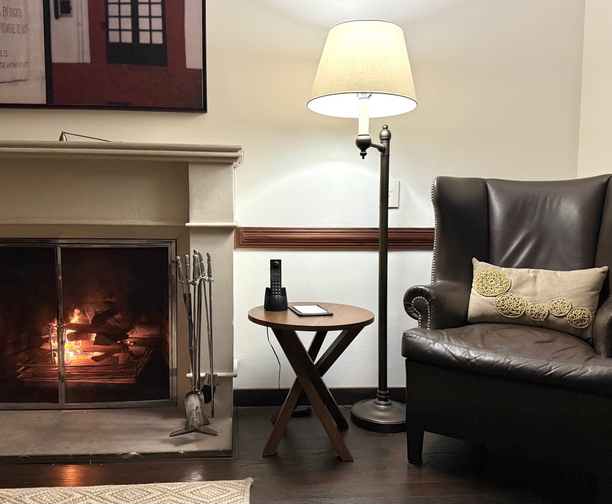 Four Seasons Casa Medina Bogota room lit fireplace