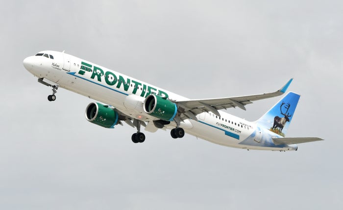 Frontier A321neo Yukon the caribou takeoff