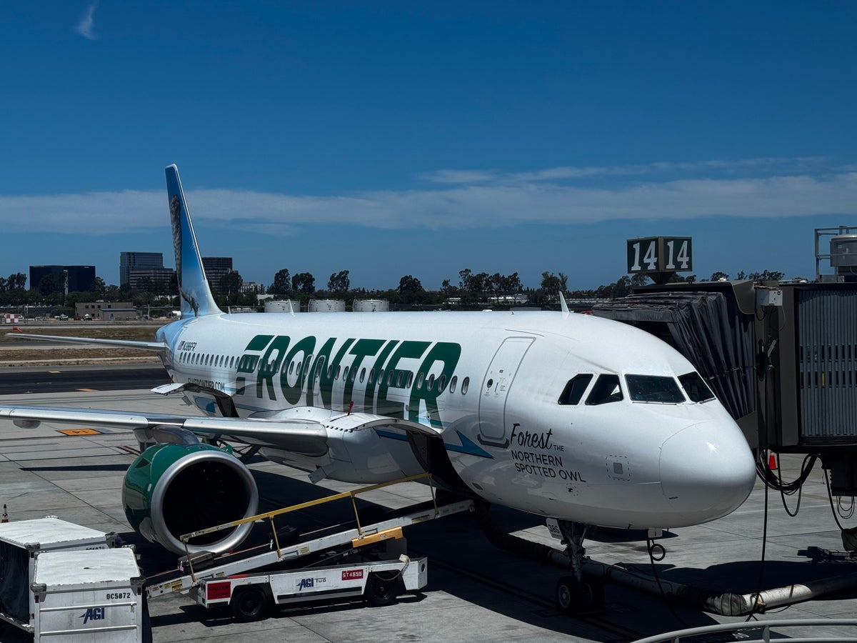 Frontier Airlines A320neo plane at gate SNA