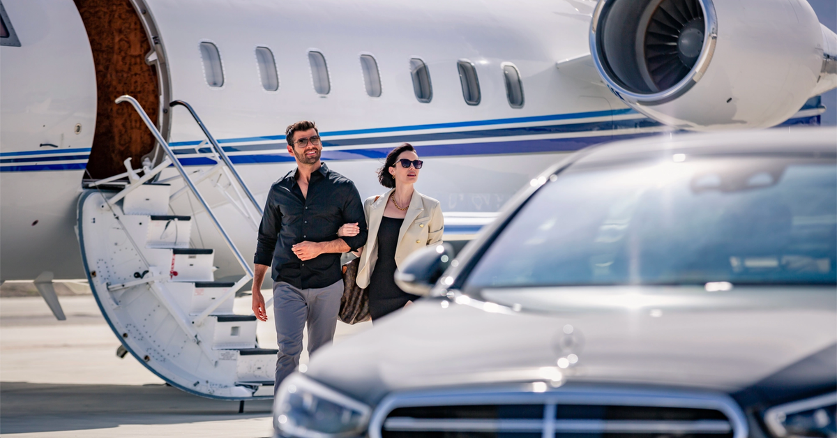 Go Rentals couple private plane car pickup