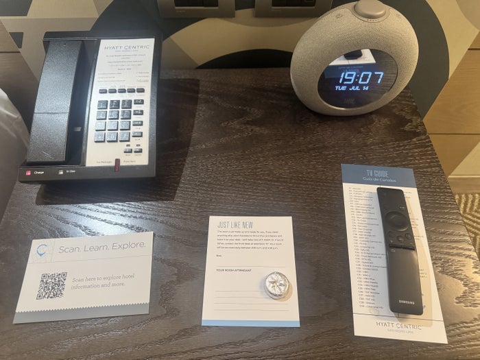 Hyatt Centric San Isidro Lima Nightstand Phone and Clock
