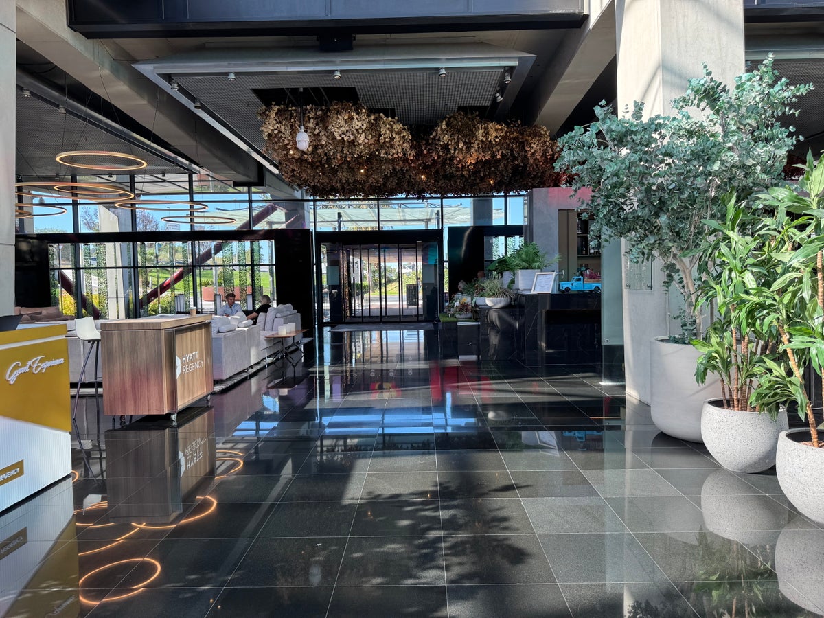 Hyatt Regency Barcelona Tower lobby view to entry