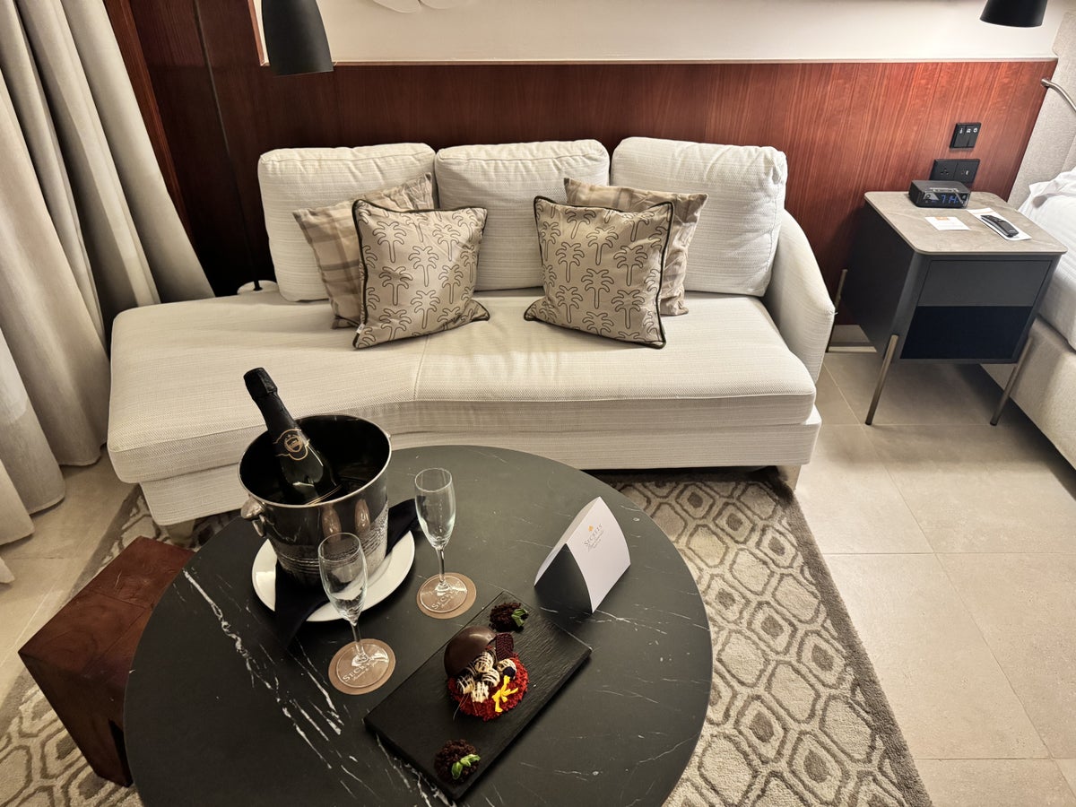 Hyatt Secrets Playa Esmeralda Preferred Club Ocean View Suite Sofa Welcome Amenity