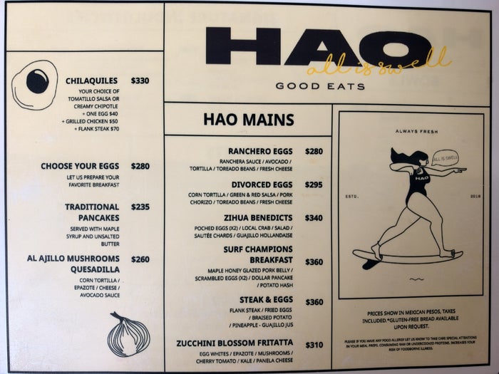 Hyatt Thompson Zihuatanejo Mexico Breakfast Menu Mains