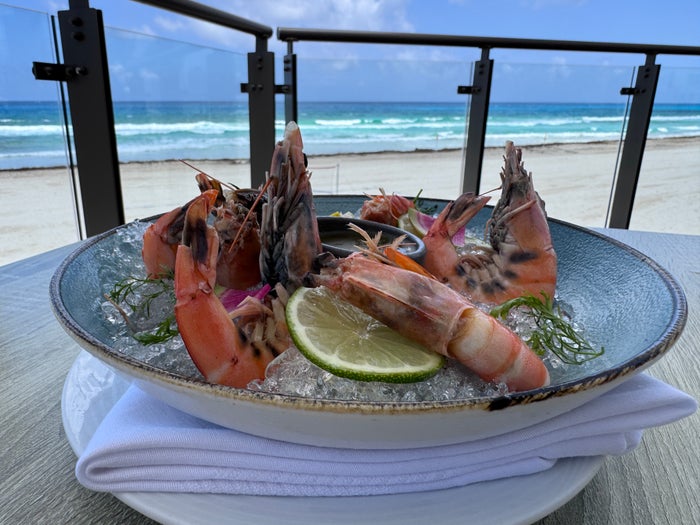 Hyatt Zilara Cancun Shrimp Plate Ocean View