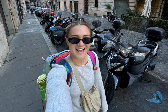 McKay in Rome with Cotopaxi backpack and Uniqlo crossbody McKay in Rome with Cotopaxi backpack and Uniqlo crossbody