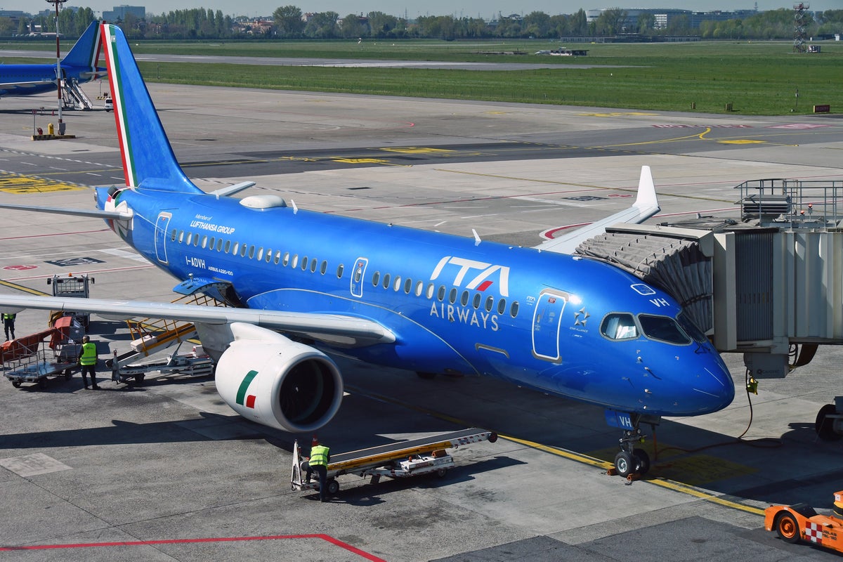 ITA Airways A220 100 docked Milan LIN