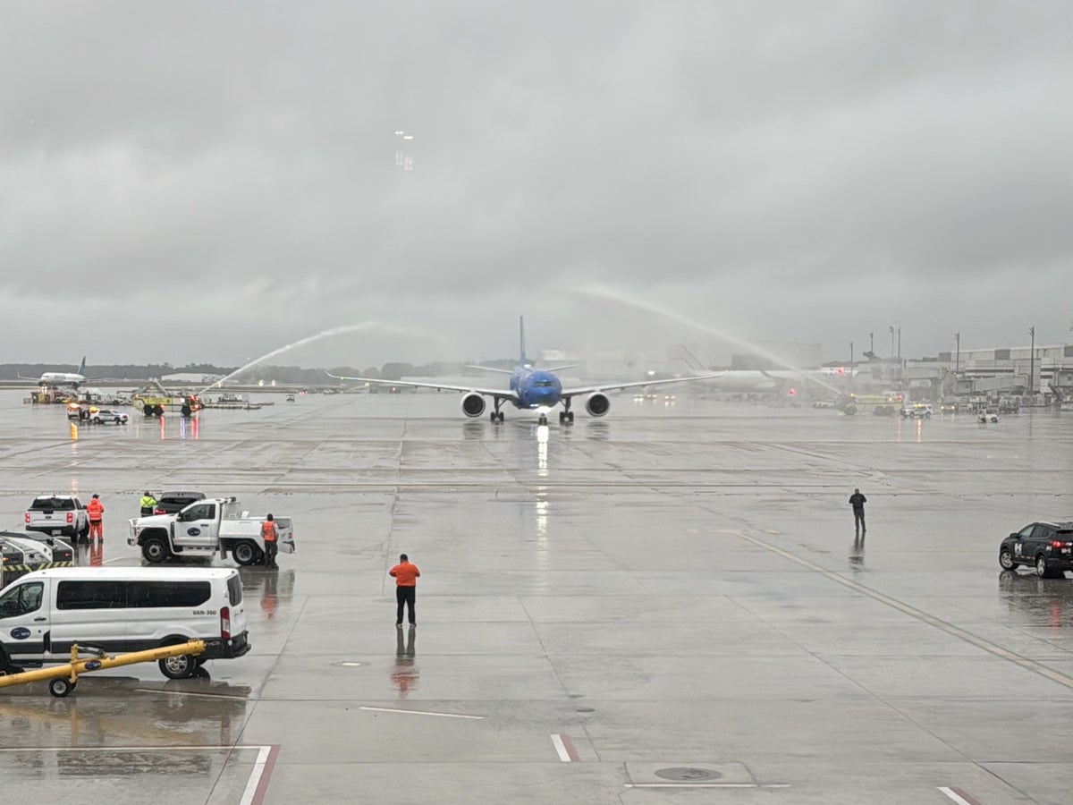 ITA Airways inaugural FCO IAH water cannon