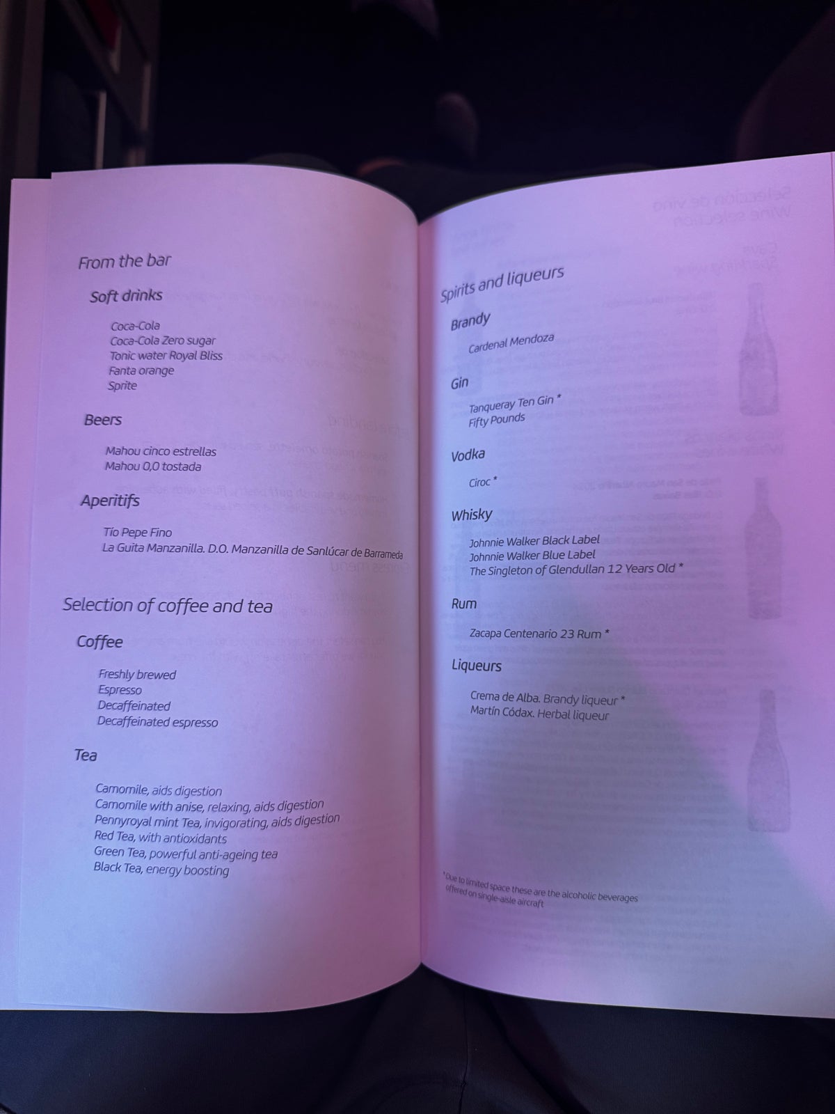 Iberia A321XLR MAD BOS drinks