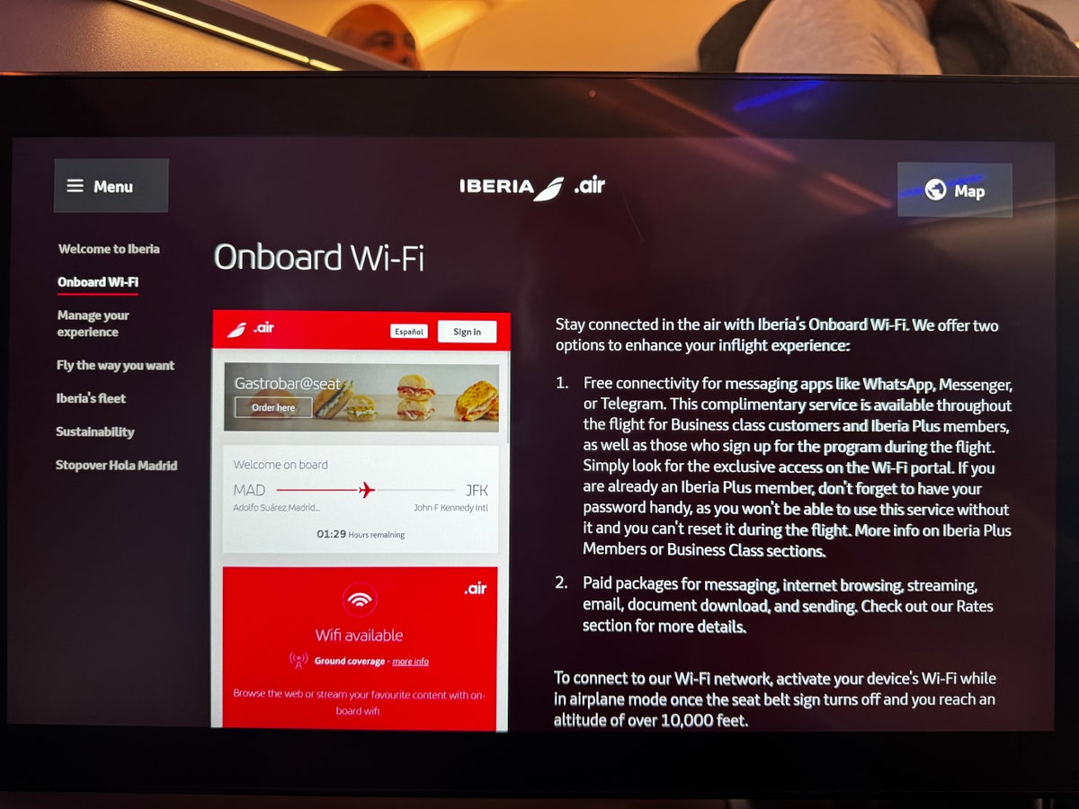 Iberia A321XLR MAD BOS wifi info