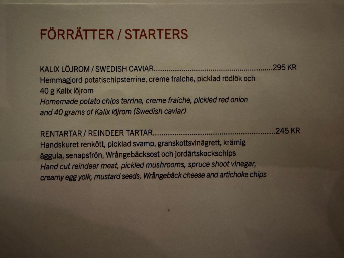 Ice Hotel Sweden Choice Ascend Restaurant starters