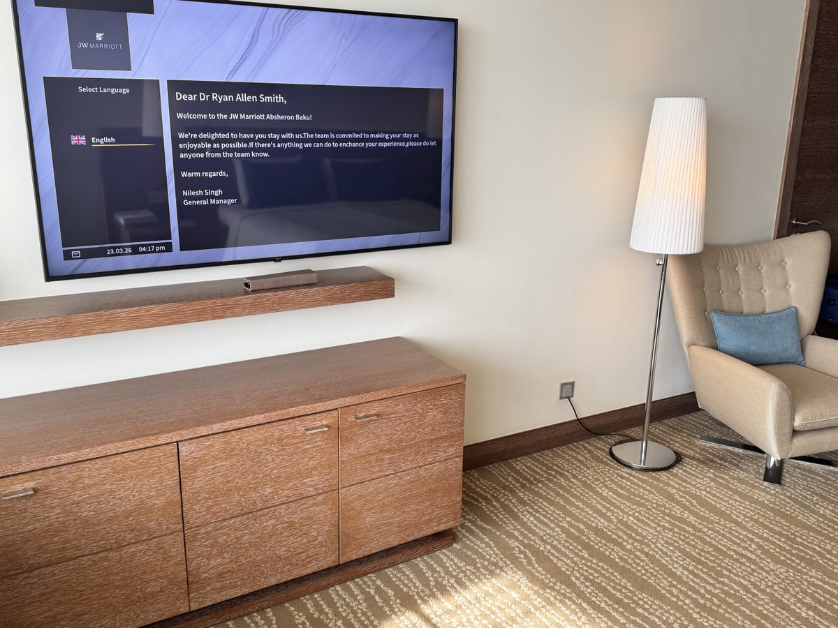JW Marriott Absheron Baku Bedroom TV Welcome Screen