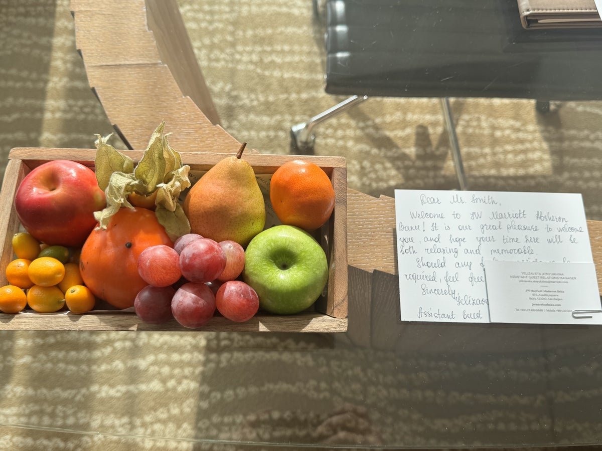 JW Marriott Absheron Baku Bedroom Welcome Fruit Basket