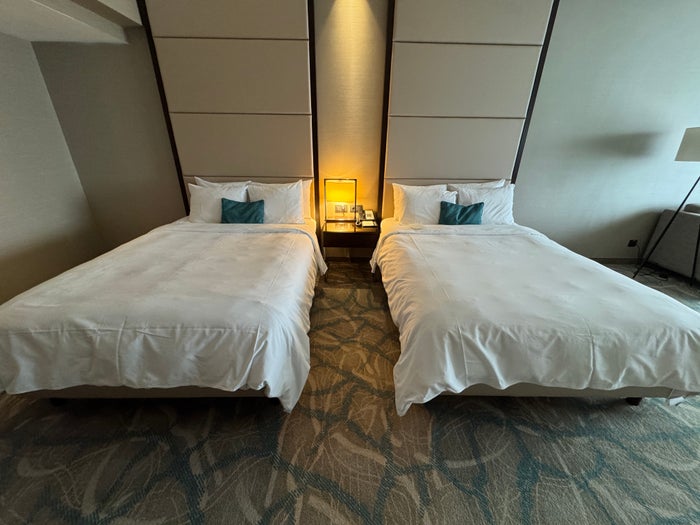 JW Marriott Bucharest Grand Hotel Executive Grand Room beds front view JW Marriott Bucharest Grand Hotel Executive Grand Room beds front view