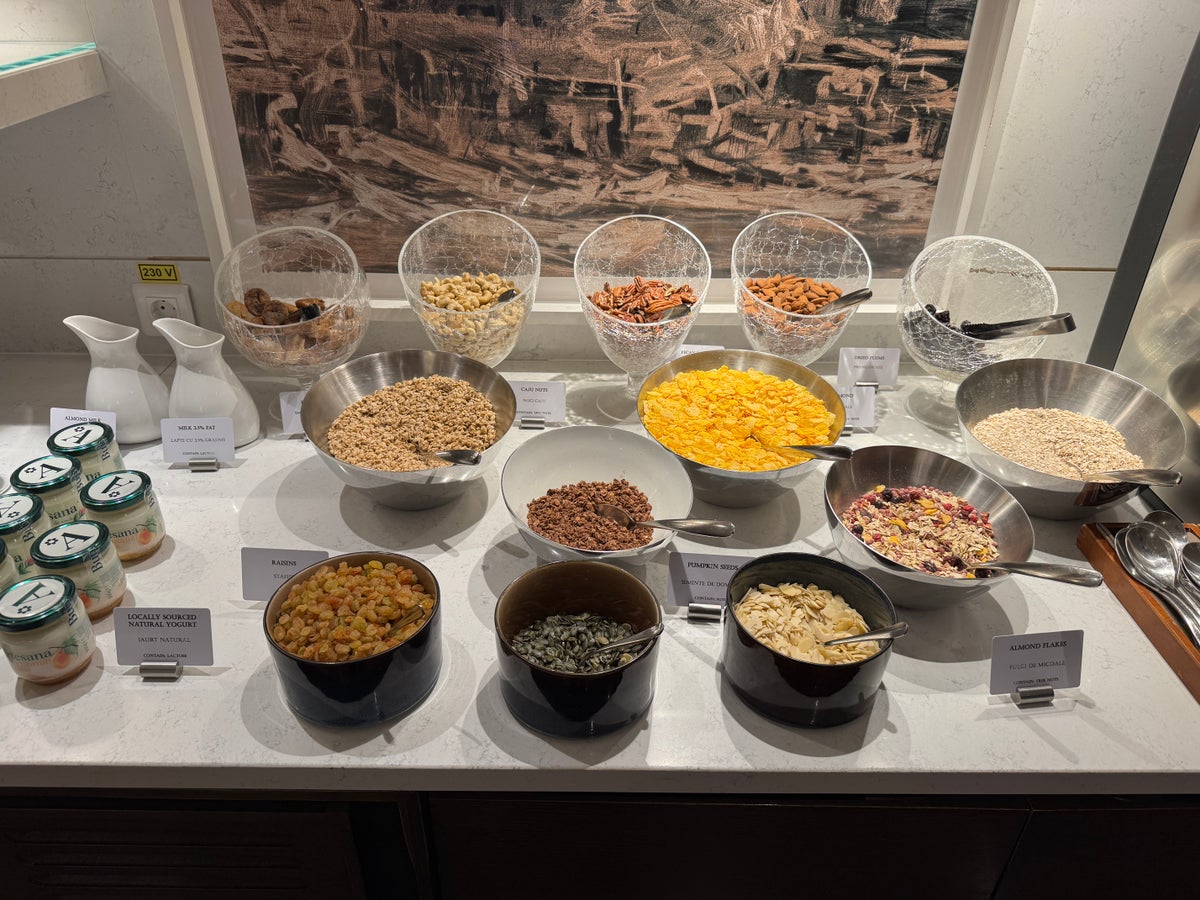 JW Marriott Bucharest Grand Hotel Executive Lounge breakfast cereal toppings