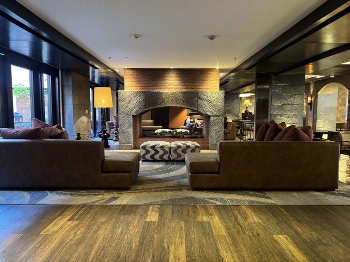 JW Marriott El Convento Cusco Peru Lobby Fireplace