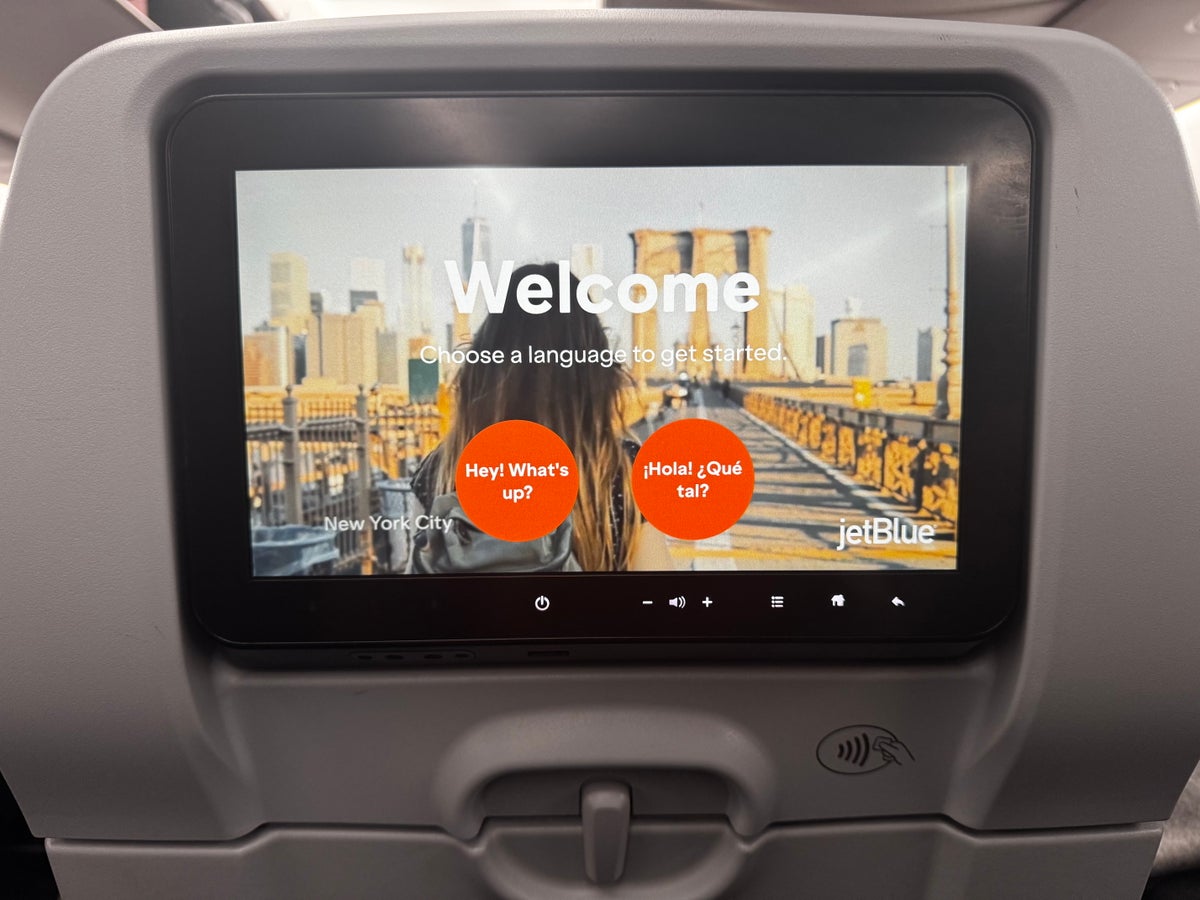 JetBlue A220 entertainment screen