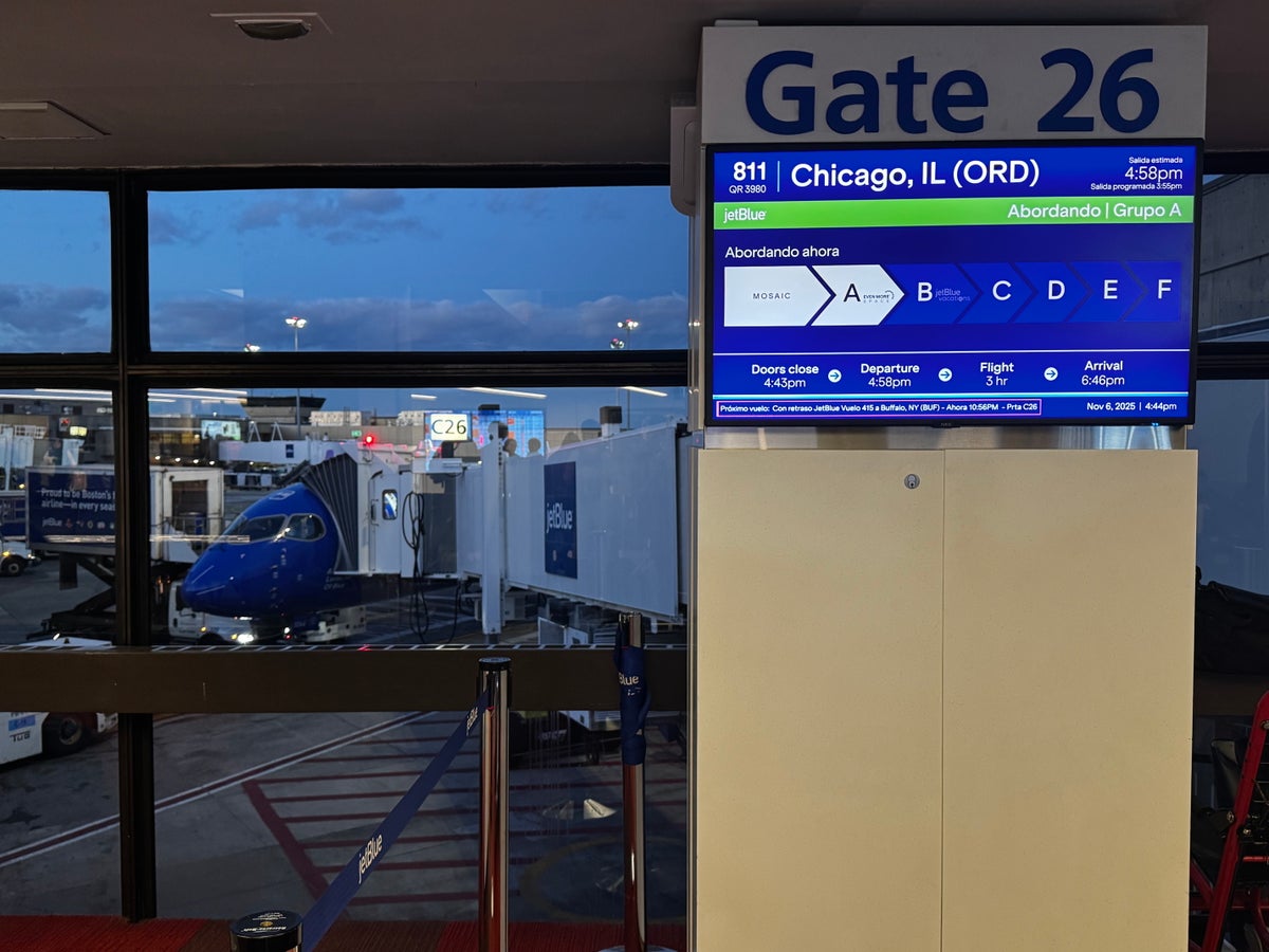 JetBlue gate sign BOS ORD JetBlue gate sign BOS ORD