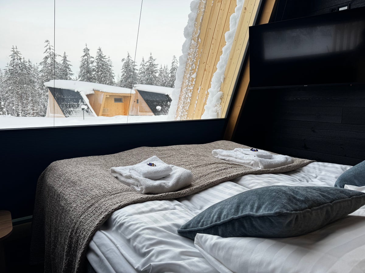 Lapland Glow Chalets bed view