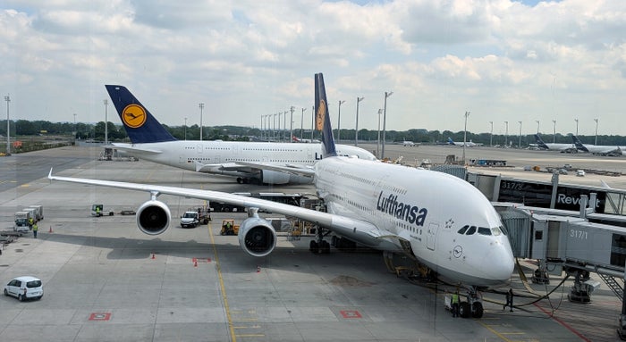Lufthansa A380s old colors Munich