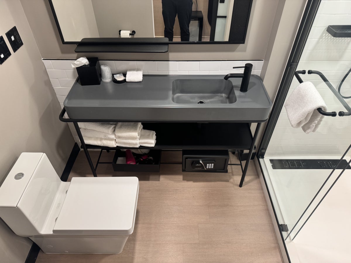 Moxy Miami Wynwood Bathroom Sink and Toilet Side View