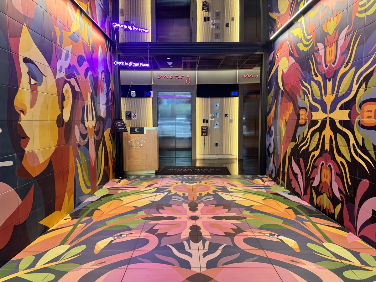Moxy Miami Wynwood Lower Lobby Floral Mural Elevator Moxy Miami Wynwood Lower Lobby Floral Mural Elevator