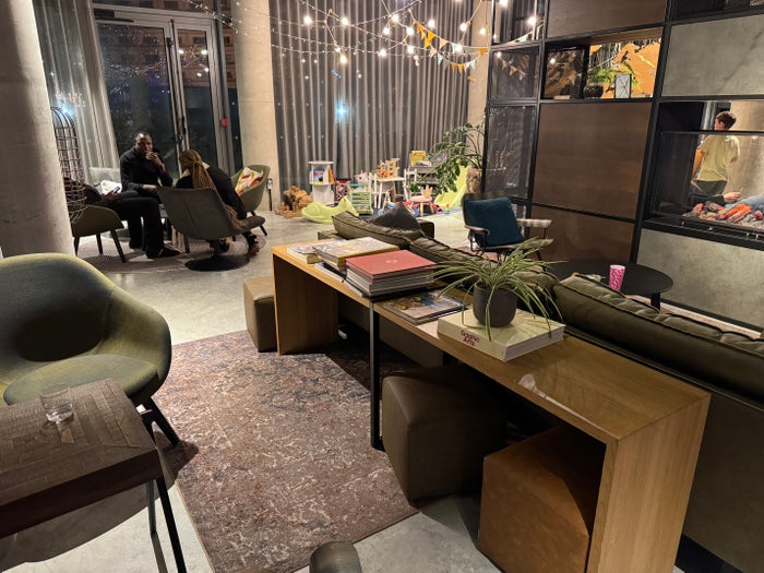 Moxy Paris Charles de Gaulle Airport lobby sofa