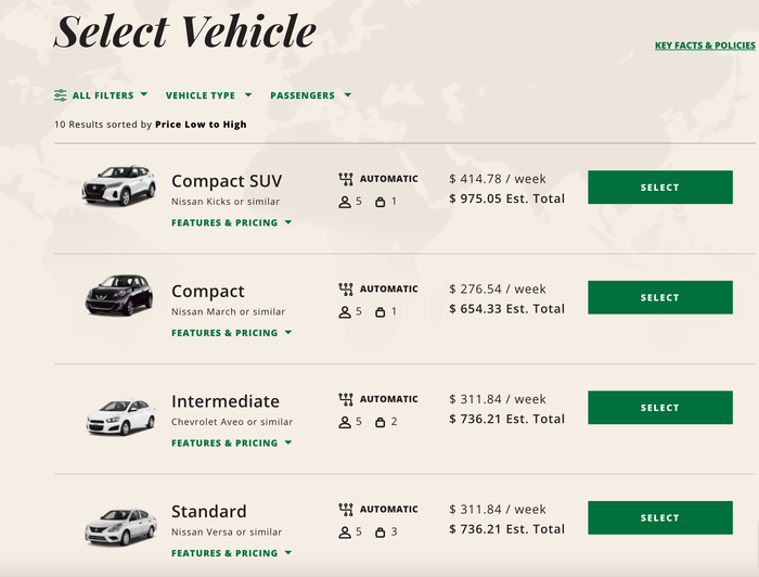National Car Rental CUN Amex Platinum rates