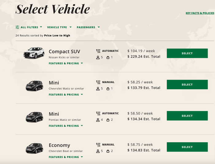 National Car Rental CUN base rates