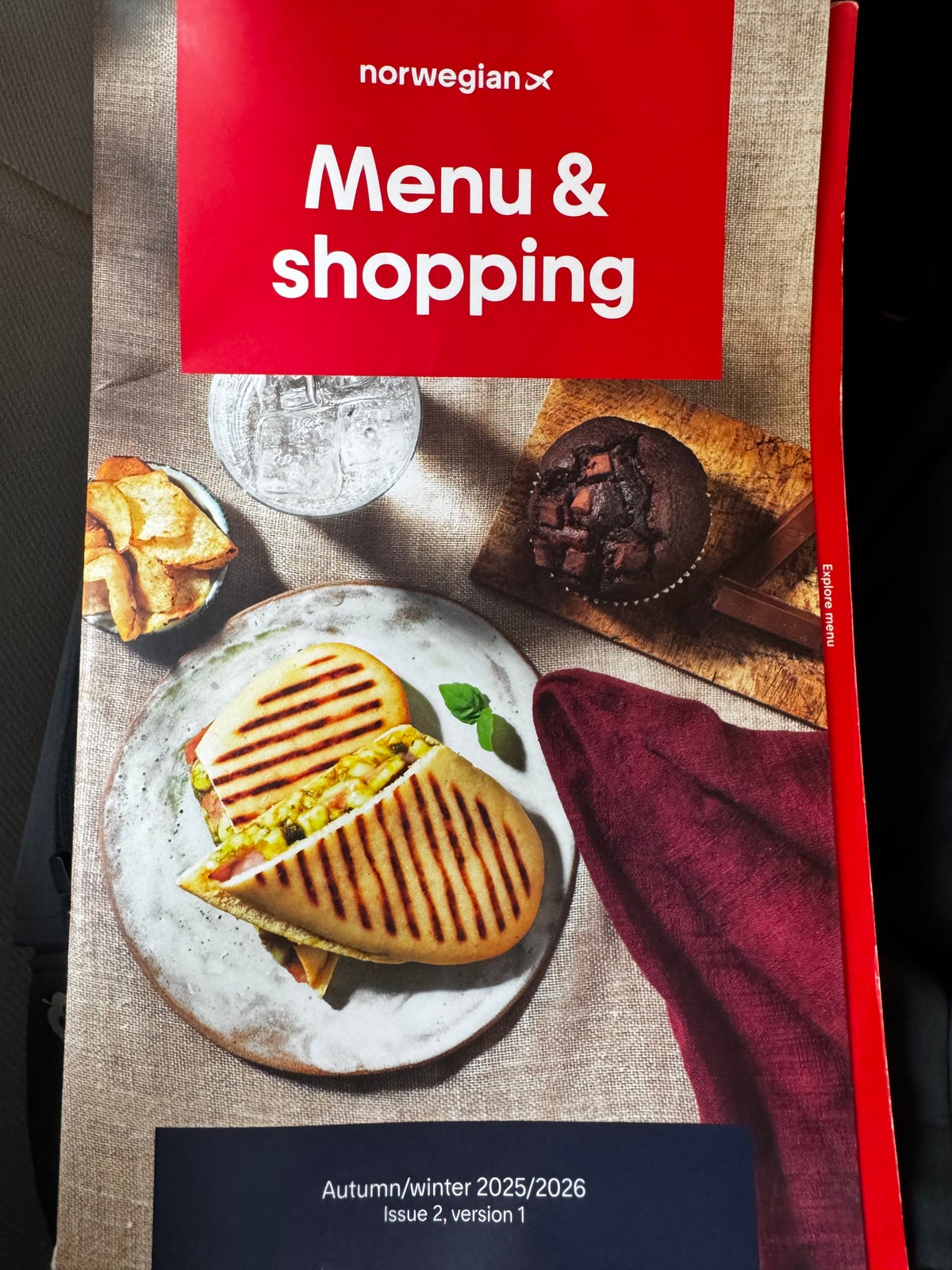 Norwegian inflight menu cover Norwegian inflight menu cover