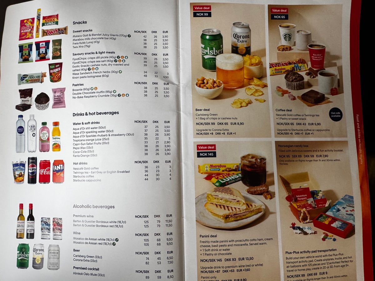 Norwegian inflight menu drinks