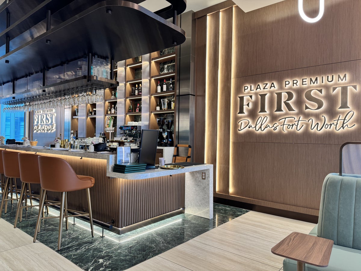 Plaza Premium First DFW Bar Signage