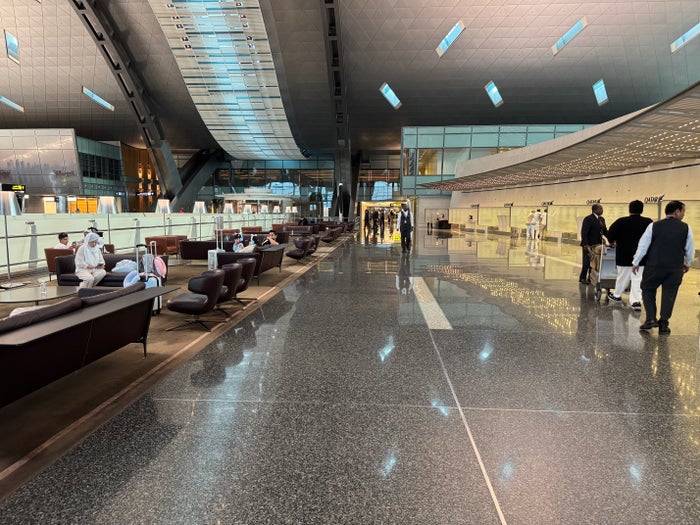 Qatar Airways Al Mourjan business check in DOH desks Qatar Airways Al Mourjan business check in DOH desks