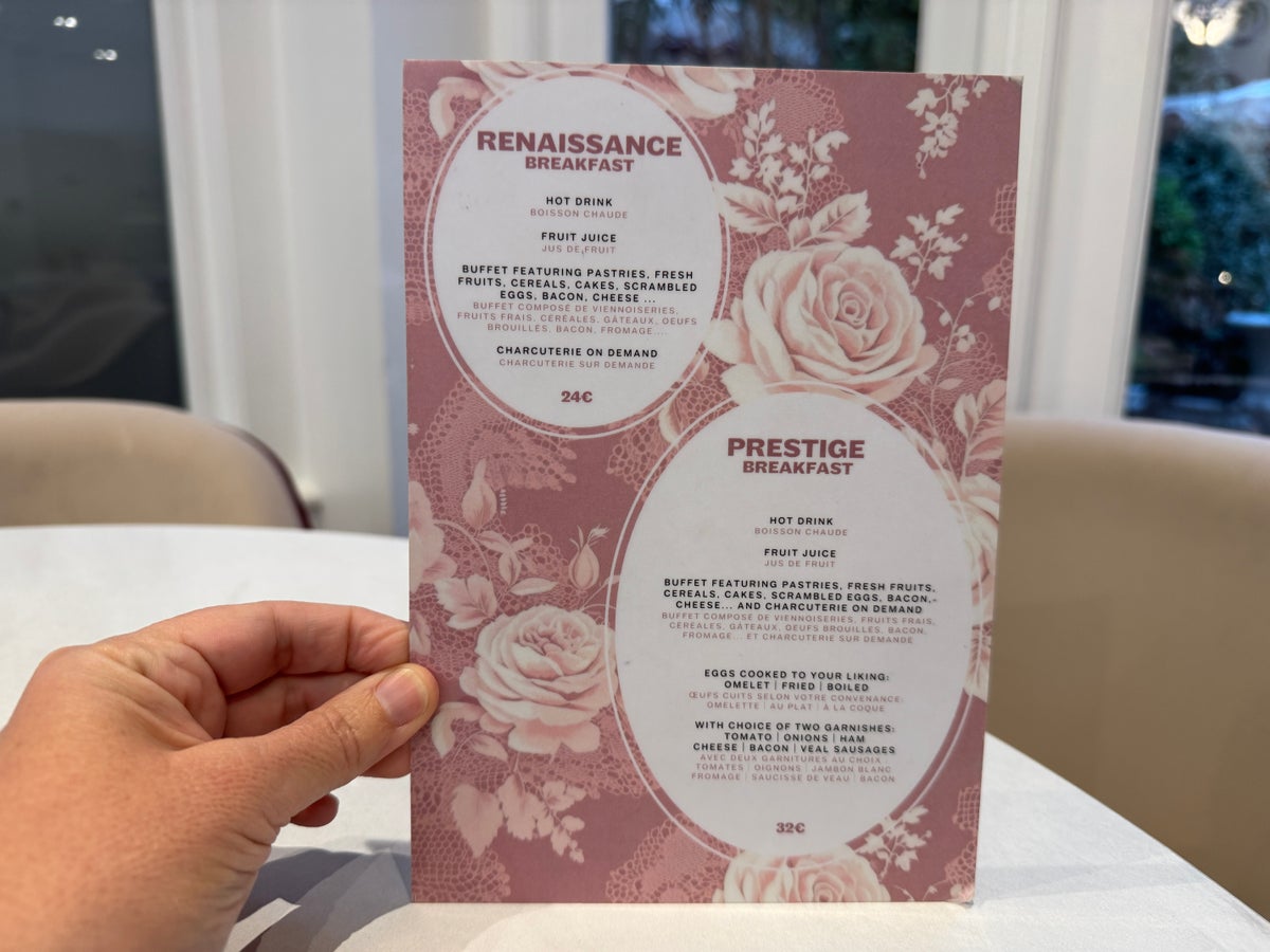Renaissance Paris Nobel Tour Eiffel Hotel breakfast menu options