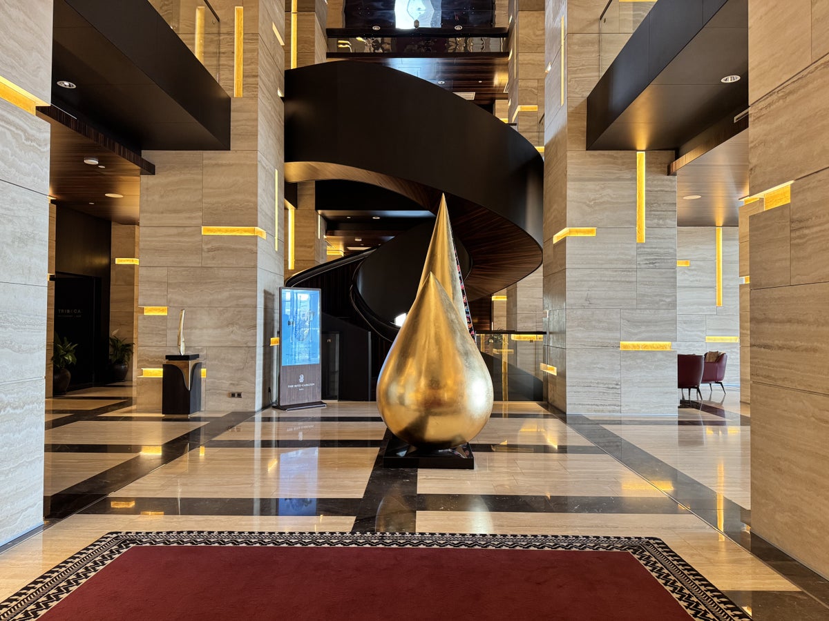 Ritz Carlton Baku Lobby Gold Sculpture