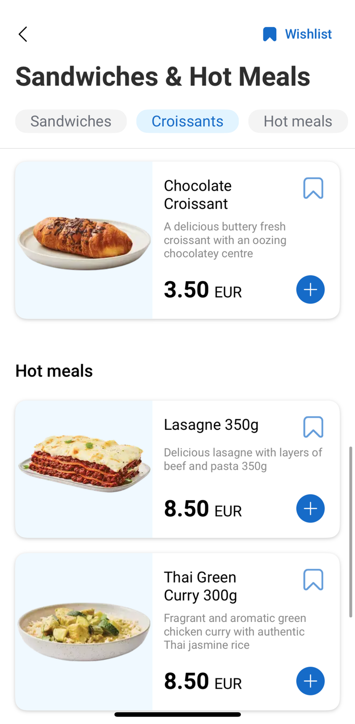 Ryanair app hot meals