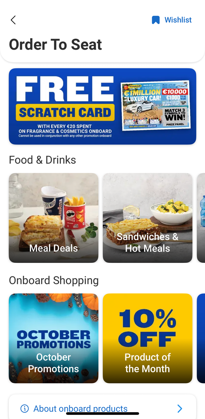 Ryanair app order to seat